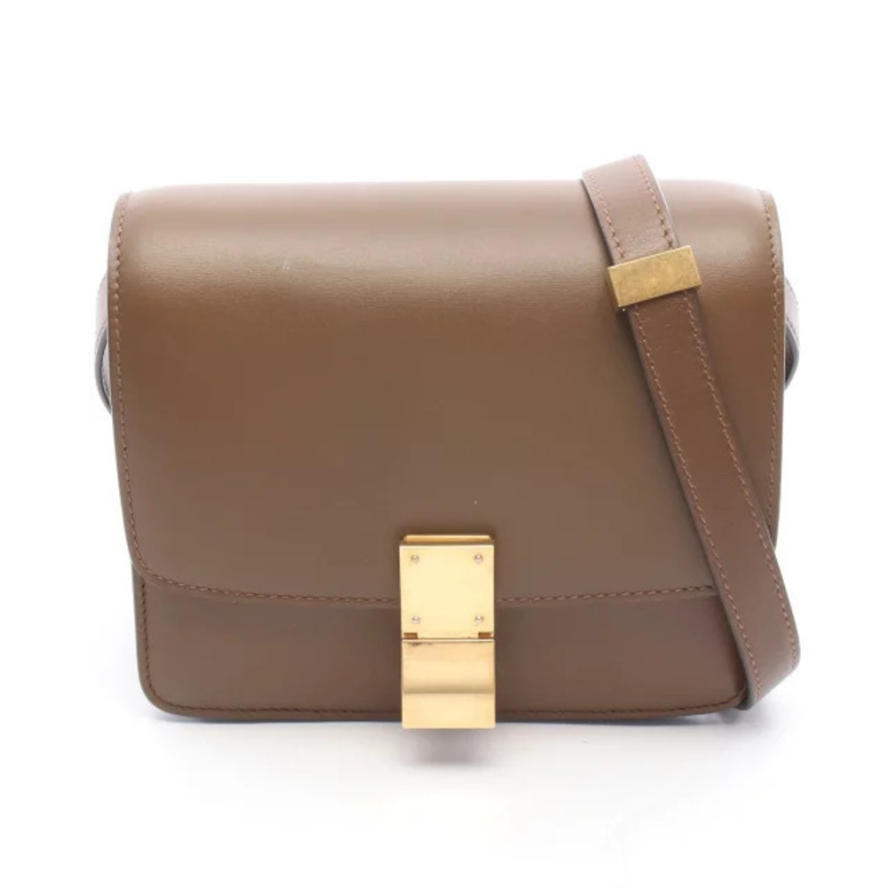 Celine Leather Crossbody Bag Rectangular Flap Turnlock Brown